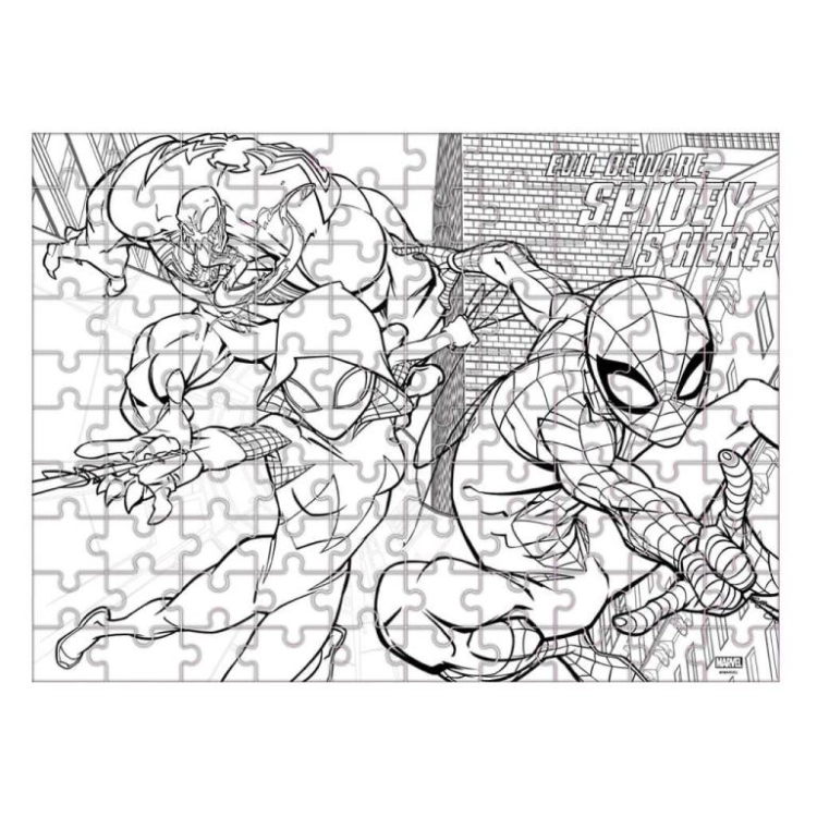 puzzle-marvel-spiderman-100-elementow-swiecace-kolorowanka-2w1