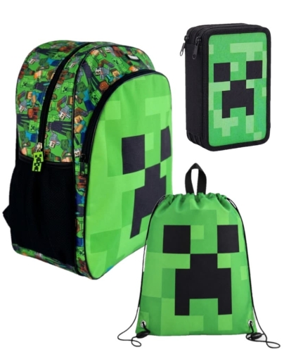 zestaw-szkolny-minecraft-3w1-plecak-worek-piornik-creeper