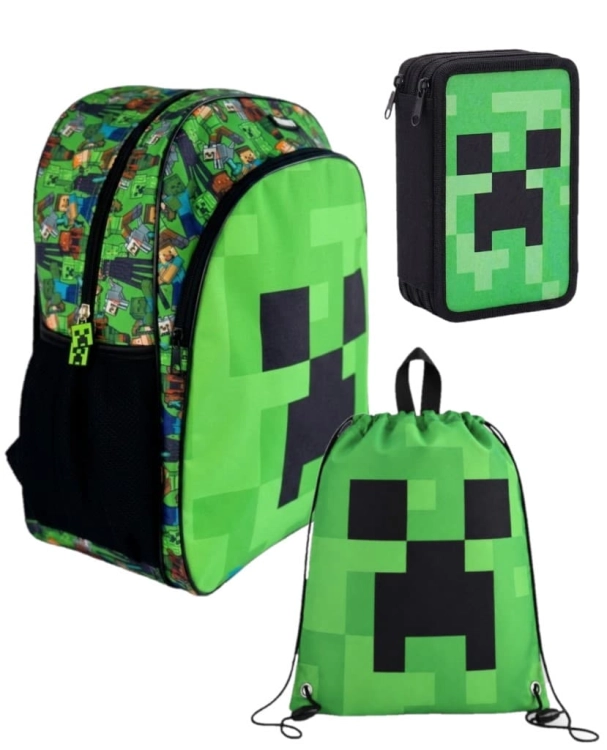 zestaw-szkolny-minecraft-3w1-plecak-worek-piornik-creeper