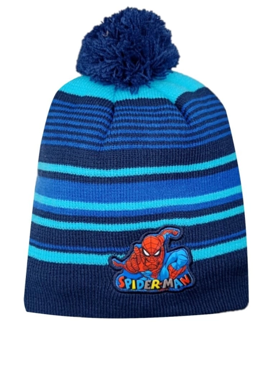czapka-zimowa-dziecieca-spiderman-pompon